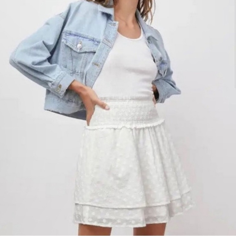 Rails Addison Skirt White Embroidered Daisies Size Medium NWT
